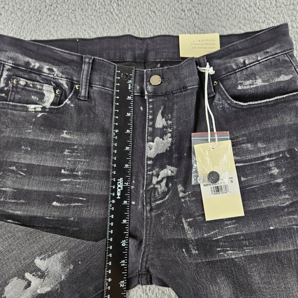 mnml Jeans Men 36 Black X143 Stretch Denim Distressed Slim Fit Pants Punk Skater - Picture 8 of 16